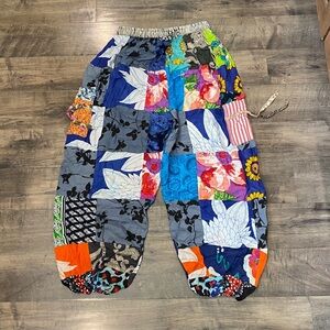 100% cotton Imported India Boho Handmade Patchwork Harem Jogger Pants NEW